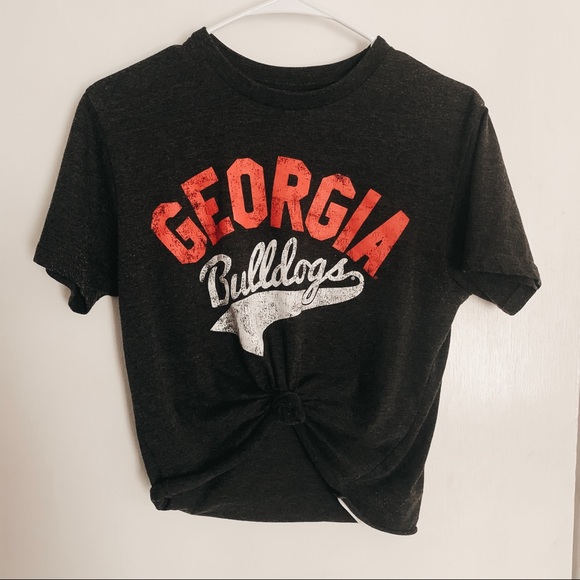 Tops - Vintage Georgia Bulldogs Cropped & Tied Tee